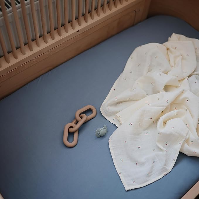mushie Stretchy & Soft Crib Sheet | Fitted 28" x 52" (Tradewinds)