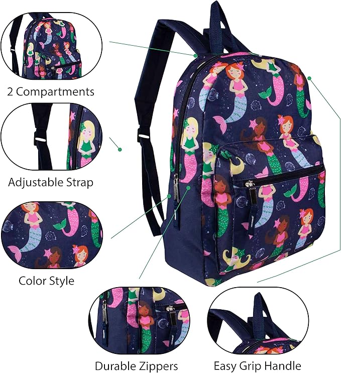 17" School Backpacks for Kids - Backpacks in Bulk for Elementary, Middle, and High School Students in Assorted Colors