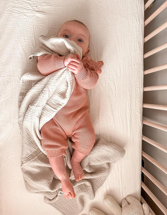 Bassinet Sheet for Baby Boy Girl 2 Pack, Fitted Sheets for Rectangle, Oval, Hourglass Bassinet Mattress, Muslin Moses Basket Sheets (Beige & Sage, Bassinet Sheet)