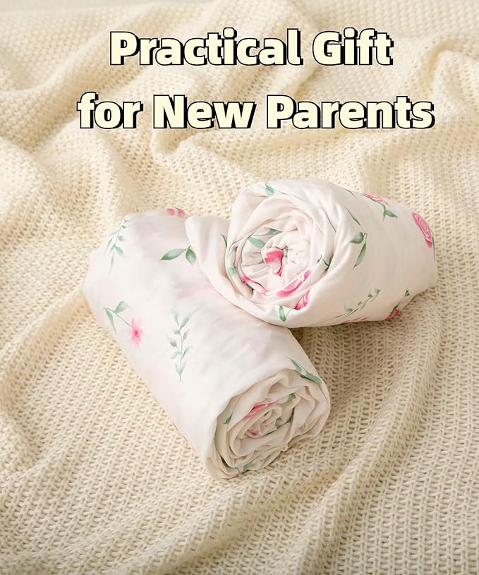 SDY Jersey Crib Sheets for Baby Boys and Girls,52”x28”x8, 2 Pack,Neutral Flower Standard Oval/Retangle Fitted Crib Sheets for Toddler,Super Soft Breathable