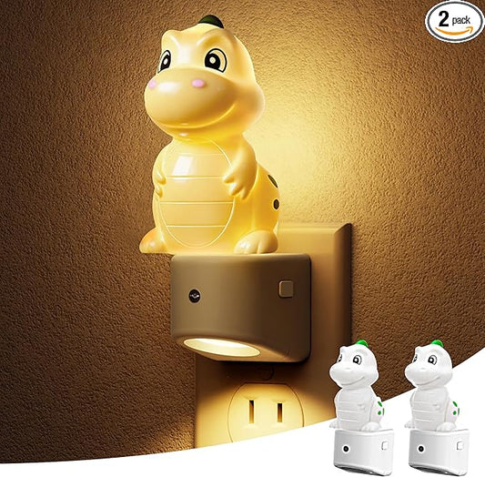 L LOHAS LED Night Light for Kids, 3D Dinosaur Night Light Plug in, Dusk to Dawn Nursery Night Lights, RGB+Soft White 3000K, 3 Lighting Modes, Room Decor, Children