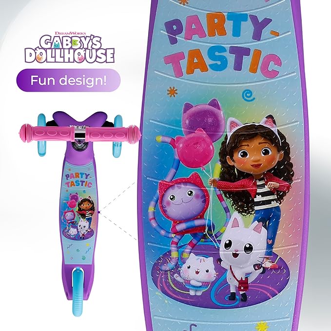 Self Balancing Kick Scooter with Light Up Wheels, Extra Wide Deck, 3 Wheel Platform, Foot Activated Brake, 75 lbs Limit, Kids & Toddlers Girls or Boys, for Ages 3 and Up