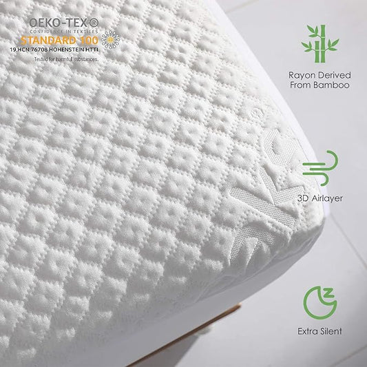 California King Size Waterproof Mattress Protector Fitted Mattress Pad Cover with Deep Pocket Up to 18''