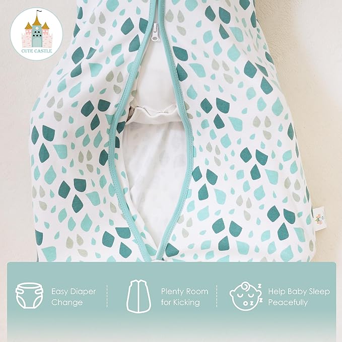Cute Castle Baby Sleep Sack 12-18 Months - Lightweight 100% Cotton 2-Way Zipper TOG 0.5 Infant Wearable Blanket, Newborn Essentials Toddler Sleep Clothes (3 Pack Green)