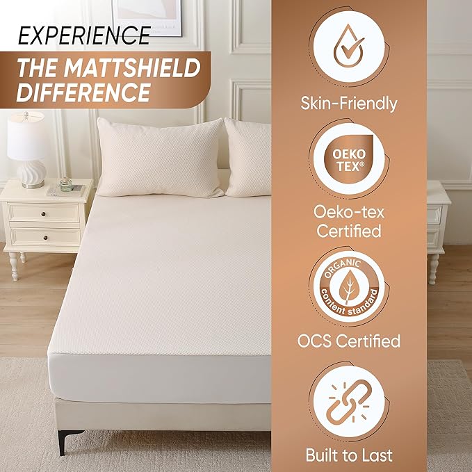 Deluxe Cooling Waterproof Organic Mattress Protector California King - Organic Cotton Percale Breathable Mattress Pad Cover - Naturally Cool for Hot Sleepers – Soft Natural Comfort