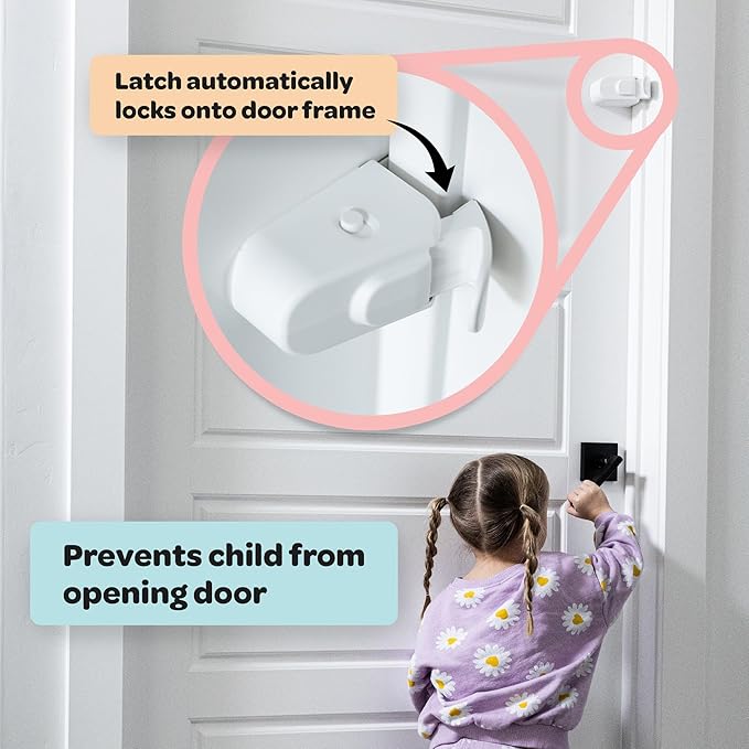 Huglock - The Snap-On Door Lock Kids Can't Reach or Defeat - No Tools or Adhesives Required - Works With Door Knob, Lever or Handle - Childproof Safety Locks are Toddler, Baby and Child Proof (2 pack)