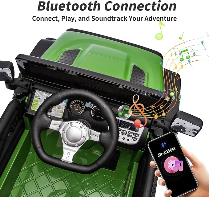 4WD Kids Ride on Car Truck, 12V 7Ah Kids Electric Vehicles Car Ride on Toy for Toddlers 3-5 with Remote Control - Green
