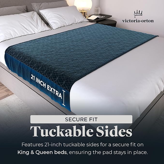Waterproof Bed Pads – King Size 36x72 Inch (Pack of 2) – Washable Incontinence Pad with 21-inch Tuckable Wings – Kids, Adults, Elderly, and Pets – Reusable for Period Care – Eclipse Navy