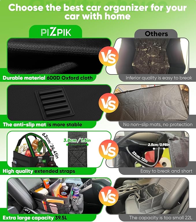 Plzpik Large Car Seat Organizer with Removable Cooler Bag for the Front or Back Seat for Kids and Adults.Versatile for Use in Multiple Scenarios.