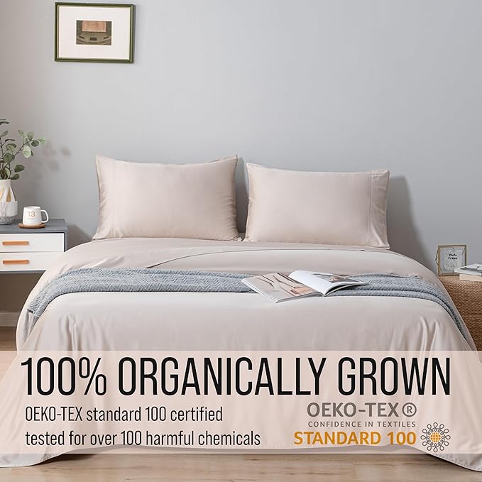 Bella Coterie Luxury Bamboo Viscose King Size Fitted Sheet | 100% Organically Grown | Ultra Soft | Cooling for Hot Sleepers | 18" Deep Pocket [Dune]