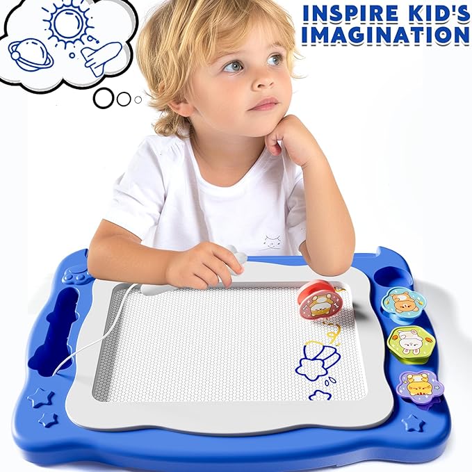 Magnetic Drawing Board Large Doodle Board Toddler Toys for Girls Boys 3 4 5 6 7 Year Old Kids, Montessori Preschool Educational Travel Toys Gifts Etch A Colorful Sketch Magnet Erasable Writing Pad