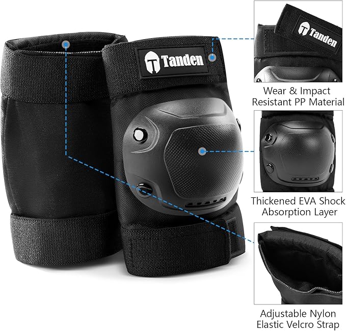 Skateboard Protective Gear Knee Pads and Elbow Pads Set, Elbow and Knee Pads for Roller Skating Wrist Guards Skateboarding Pads