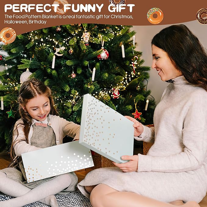 SeaRoomy Donuts Blanket, Wrap Throw Food Blanket, Novelty Funny Flannel Round Blankets Funny Gifts for Teens Boys and Girls