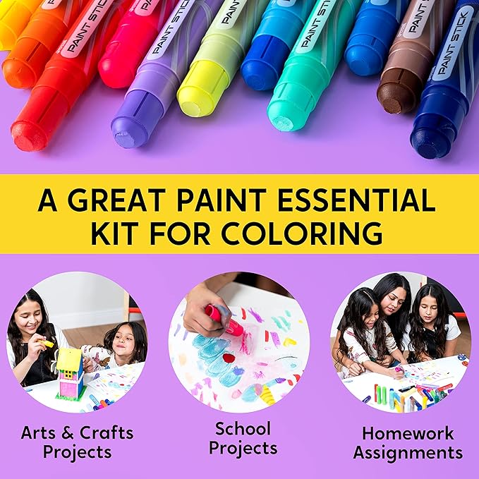 JOYIN 36 Colors Washable Tempera Paint Sticks, Art Supplies, Paint for Kids, Quick Drying and No Mess Arts Project, Gifts for Kids and Artists