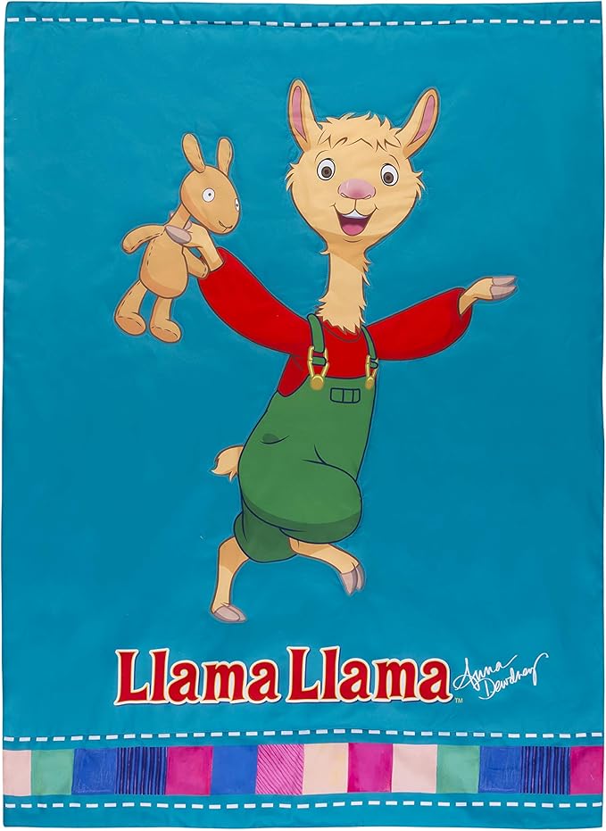 EVERYDAY KIDS Llama Llama 4 Pc Toddler Bedding Set with Comforter, Flat Sheet, Fitted Sheet and Pillowcase Bright Blue Toddler Bed Set Features Llama Llama and Friends