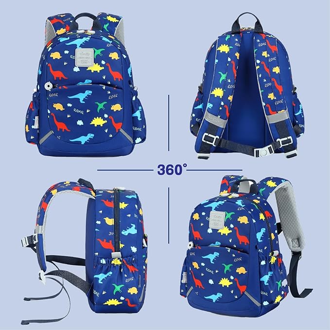CAMTOP Toddler Backpack for Boys Girls 2-4, Kids Backpacks for Kindergarten Preschool, 12" H Small Bookbag for Daycare Travel (Dinosaur Blue, 12''- Not fit A4 folder)
