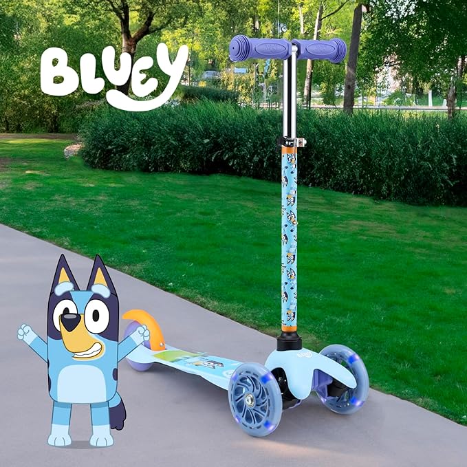 Self Balancing Kick Scooter with Light Up Wheels, Extra Wide Deck, 3 Wheel Platform, Foot Activated Brake, 75 lbs Limit, Kids & Toddlers Girls or Boys, for Ages 3 and Up