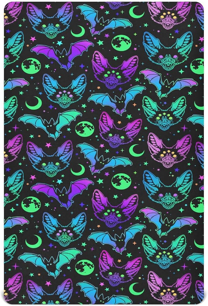 Halloween Bats Crib Sheets Soft Breathable Fitted Baby Crib Sheets Mattress Cover for Girl Boys, 52" x 28" x 9"