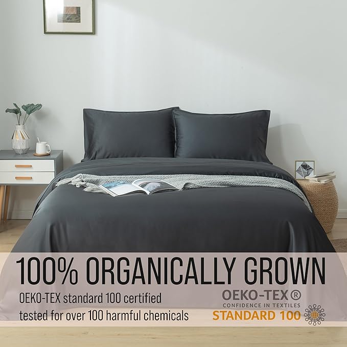 Bella Coterie Luxury Bamboo Viscose Cal King Size Fitted Sheet | 100% Organically Grown | Ultra Soft | Cooling for Hot Sleepers | 18" Deep Pocket [Charcoal Grey]