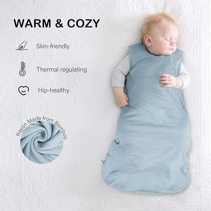 MEXXI Sleep Sack 1.0 TOG, Rayon Made from Bamboo Sleep Sack, Ultra Soft Wearable Blanket for Baby with 2-Way Zippers