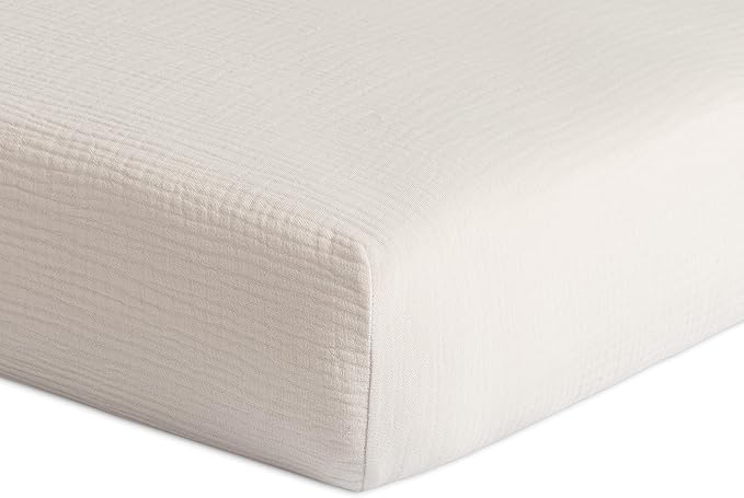 Meracorallo Muslin Fitted Crib Sheet, Soft and Breathable Baby Crib Sheet for Standard Crib and Toddler Mattresses (Fog)