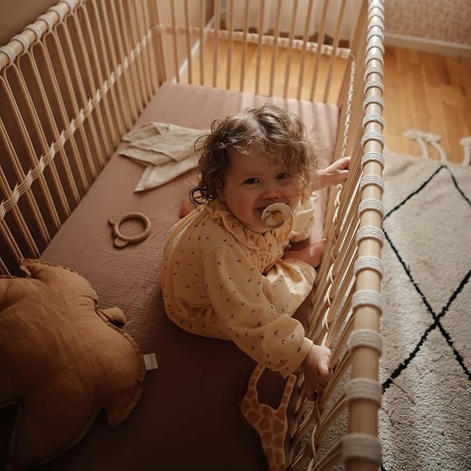 mushie Extra Soft Muslin Fitted Crib Sheet | 192 Thread Count | 28"x 52"(Natural)