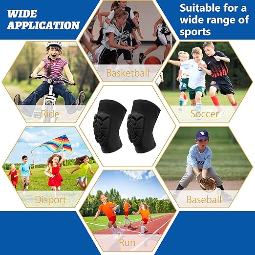 Kids/Youth Knee Pads + Elbow Pads, Compression Support Sleeve with Thickened Pad, Breathable & Lightweight Protective Gear for Basketball Wrestling Football Volleyball Snowboarding Dance(S)