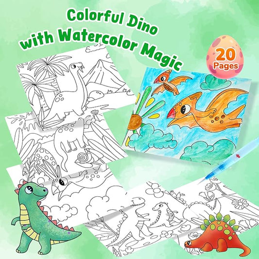 JoyCat Paint with Water Coloring Books for Toddlers, Watercolor Painting Sets for Kids Ages 3-5 4-8, Arts and Crafts Drawing Activities Toy Birthday Gift for Boys Girls (Dinosaurs)
