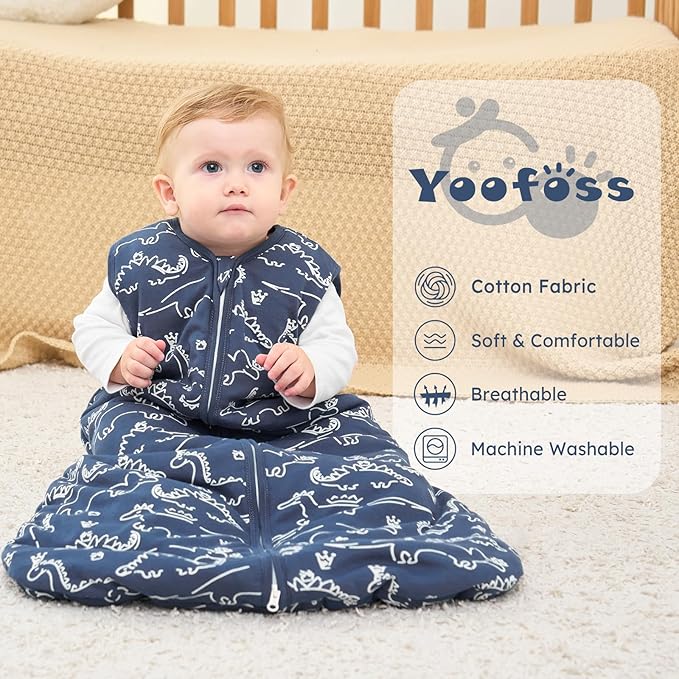 Yoofoss Baby Sleep Sack 6-12 Months, TOG 2.5 Baby Wearable Blanket with 2-Way Zipper, 100% Organic Cotton Fabric Winter Newborn Sleeping Sack, Warm Soft Comfy