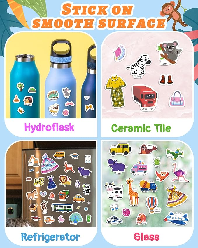 Benresive Reusable Sticker Books for Toddlers, 3 Sets Travel Stickers for Kids, Toddler Sticker Book, Crafts Activities for Toddlers, 3 and Up Birthday Gifts Travel Toys