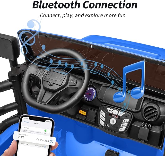 2 Seater Ride on Car Toy, 12V Electric Car for Kids 4-8 with Remote Control, Capacity 150 lb, LED Light - Blue
