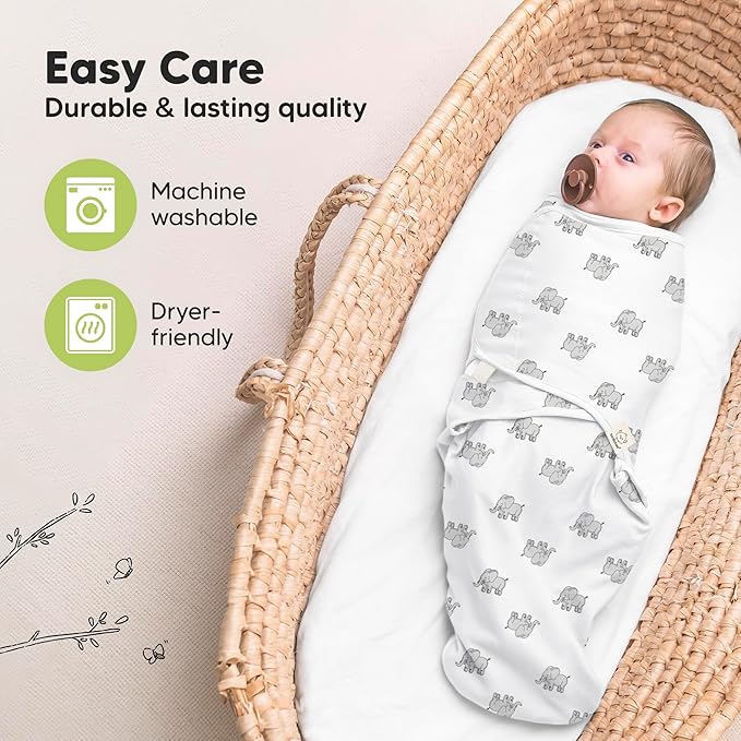 KeaBabies 3-Pack Organic Baby Swaddle Sleep Sacks - Swaddles for Newborns, Infant 0-3 Months, Baby Girls, Boys, Soft & Snug Newborn Sleep Sack, Nursery Swaddling Blankets (The Wild 2)