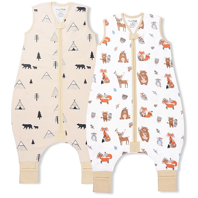 Mama Cheetah Toddler Sleep Sack with Feet 3T-4T, 0.5 TOG Organic Cotton Baby Wearable Blankets with Legs, Baby Sleeping Bag for Walkers, Early Walker Large