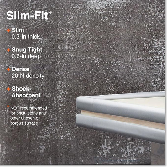Roving Cove Slimfit Corner Edge Protector for Baby Proofing (Small 18ft Edges 8 Corners), Furniture Safety Bumper Guard, Soft NBR Rubber Foam, 3M Adhesive, Stone Grey