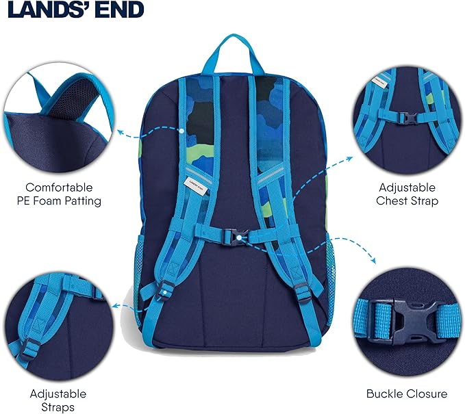 Lands' End Unisex Kids Large ClassMate Lightweight Durable Elementary School Backpack, Nicci