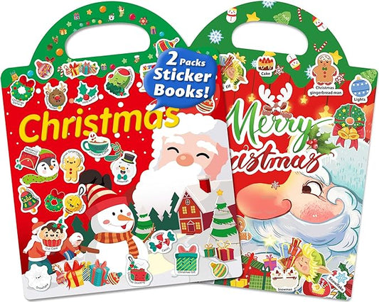 Walenced Reusable Sticker Book for Toddlers, Stickers for Kids, Toddler Sticker Book, Toddler Craft Activities, Toddler Travel Toys Ages 3 and Up Boy Girl Birthday Gifts - Christmas