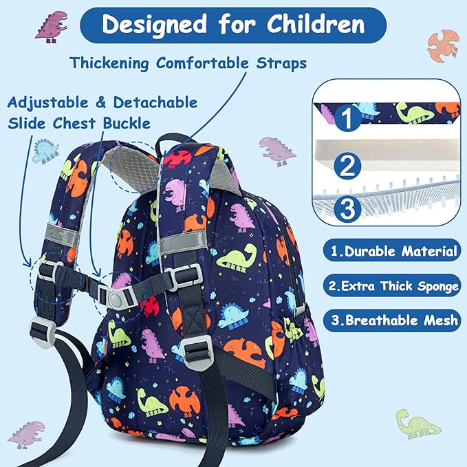 CAMTOP Toddler Backpack for Boys Girls 2-4, Kids Backpacks for Kindergarten Preschool, 12" H Small Bookbag for Daycare Travel (Boots Dinosaur, 12''- Not fit A4 folder)