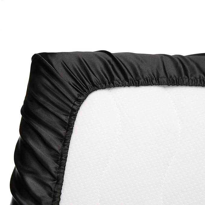 Pro Goleem Satin Pack n Play Playard Sheet Great for Baby Hair Soft Silk Feeling 27x39 Inch Fitted Portable Mini Crib Sheet Playard Mattress Cover Unisex Black Gift for Boys and Girls