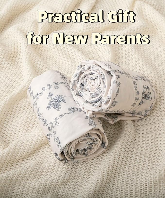 SDY Jersey Floral Crib Sheets for Baby Boys and Girls,52”x28”x8,2 Pack,Neutral Flower Standard Oval/Retangle Crib Mattress Sheets for Toddler,Super Soft Breathable