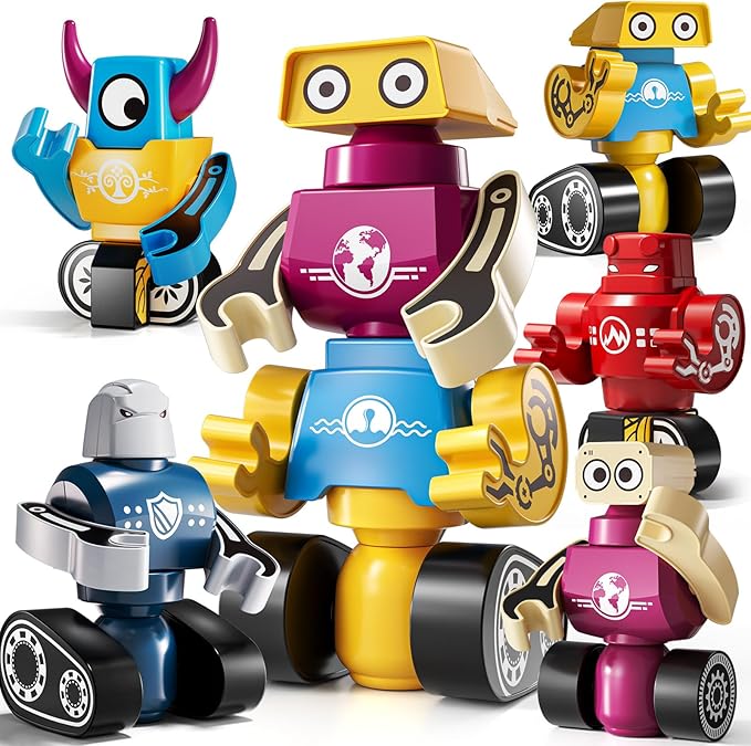 Magnets Robot Building Toys for Kids Ages 3-5 4-8 - 36 PCS Monsters Toys Robot Stacking Building Blocks Set with Storage Box, Creative Learning Christmas and Birthday Gifts for Boys Girls 2-4
