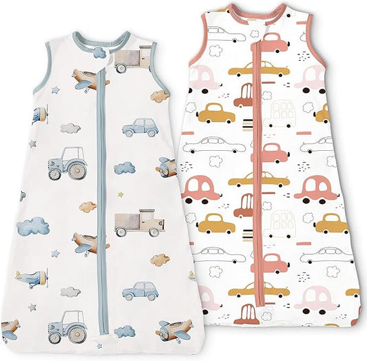 Toddler Sleep Sacks 2T-3T-4T, 0.5 TOG Light Summer Wearable Blankets, Extra Long XL Sleeping Bags, 2 Pack