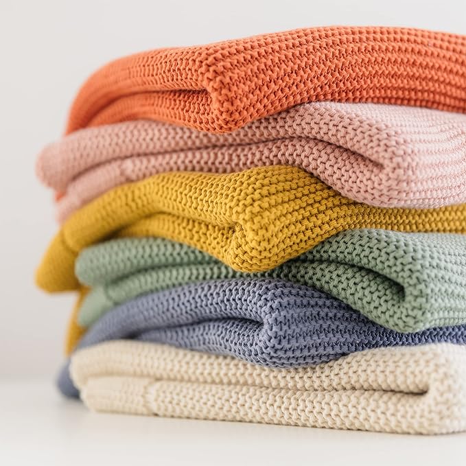 Natemia 100% Organic Cotton Knitted Baby Receiving Blanket for Newborn, Infant & Toddler – Ultra Soft 30" x 40" Crib, Stroller & Nap Time Cover for Boys and Girls – Baby Cotton Blanket
