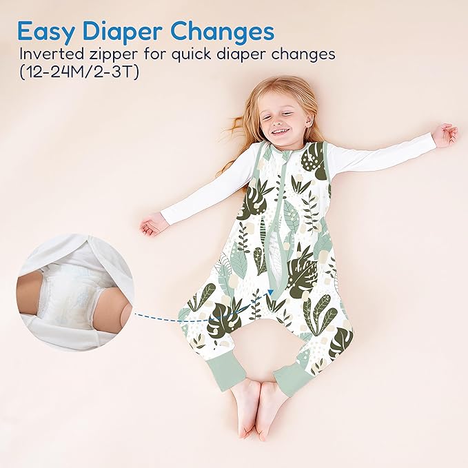 TotAha Toddler Sleep Sack with Legs, 0.5 TOG Light and Soft Baby Sleeping Bag, Walker Sleep Sack for Babies 12-24M, 2T-3T