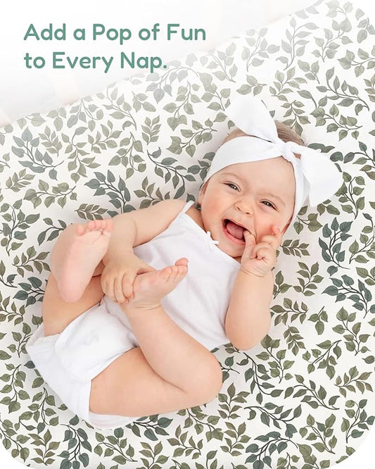 Baby Crib Sheets for Standard Crib Mattress - Green+Leaf, Ultra Soft and Durable, Cozy and Breathable, Fits 28''x52''x9'' Extra Deep Pocket