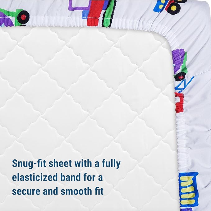 Wildkin Kids 100% Microfiber Crib Sheet – Soft, Breathable Fitted Sheet - Under Construction