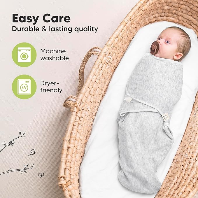 KeaBabies 3-Pack Organic Baby Swaddle Sleep Sacks - Swaddles for Newborns, Infant 0-3 Months, Baby Girls, Boys, Soft & Snug Newborn Sleep Sack, Nursery Swaddling Blankets (Cloud)