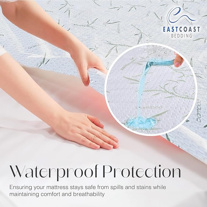 Waterproof Mattress Protector Pad - Queen Size 60" x 80" Inch, Viscose Derived from Bamboo, Ultra Soft, Breathable, Washable Bed Mattress Cover for Comfort & Protection