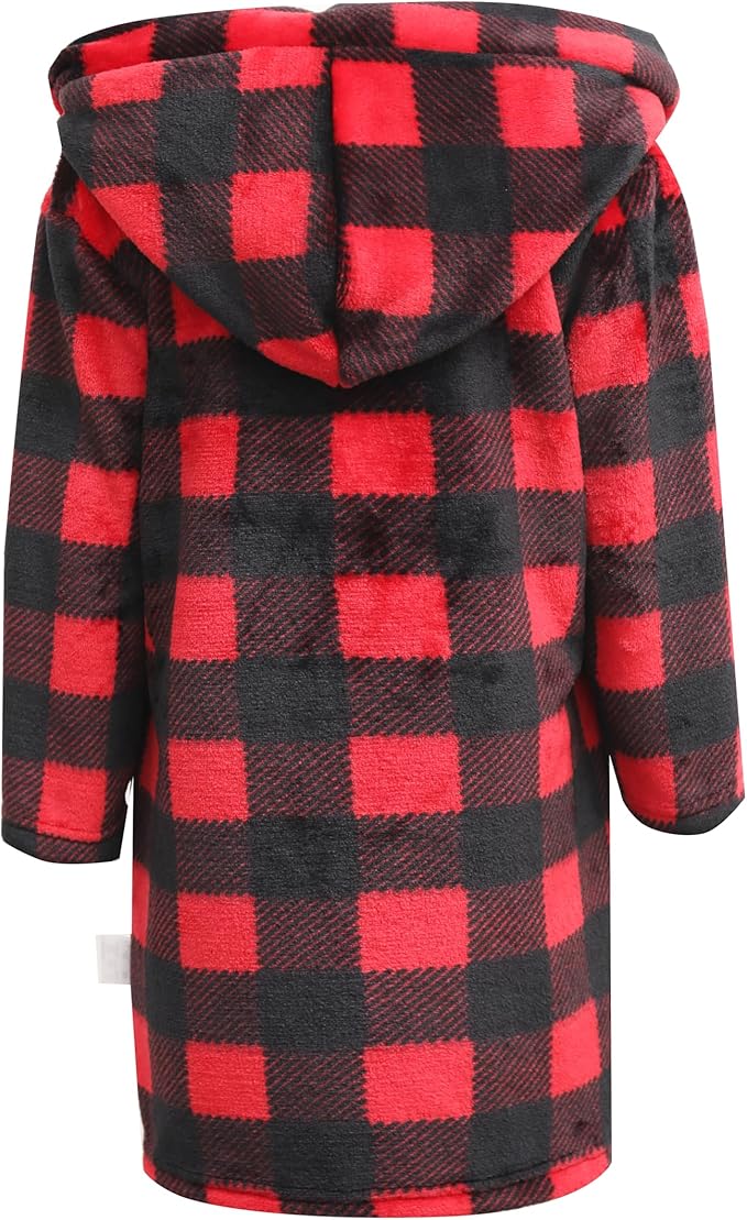 Umeyda Girls Fleece Hooded Robes, Warm Printed Bath Robe for Kids Soft Fuzzy Bathrobe for Gifts