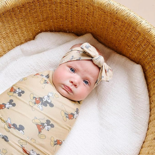 Copper Pearl Large Premium Knit Baby Swaddle Receiving Blanket Mickey Mouse