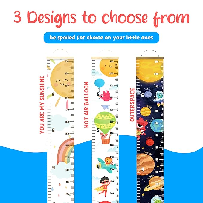 KooKooBaby Kids Growth Chart for Wall - 82"x7.9" Premium Canvas Removable Height Chart for Kids Height Measurement for Wall, Height Chart Measuring for Kids & Baby, Child Height Wall Chart